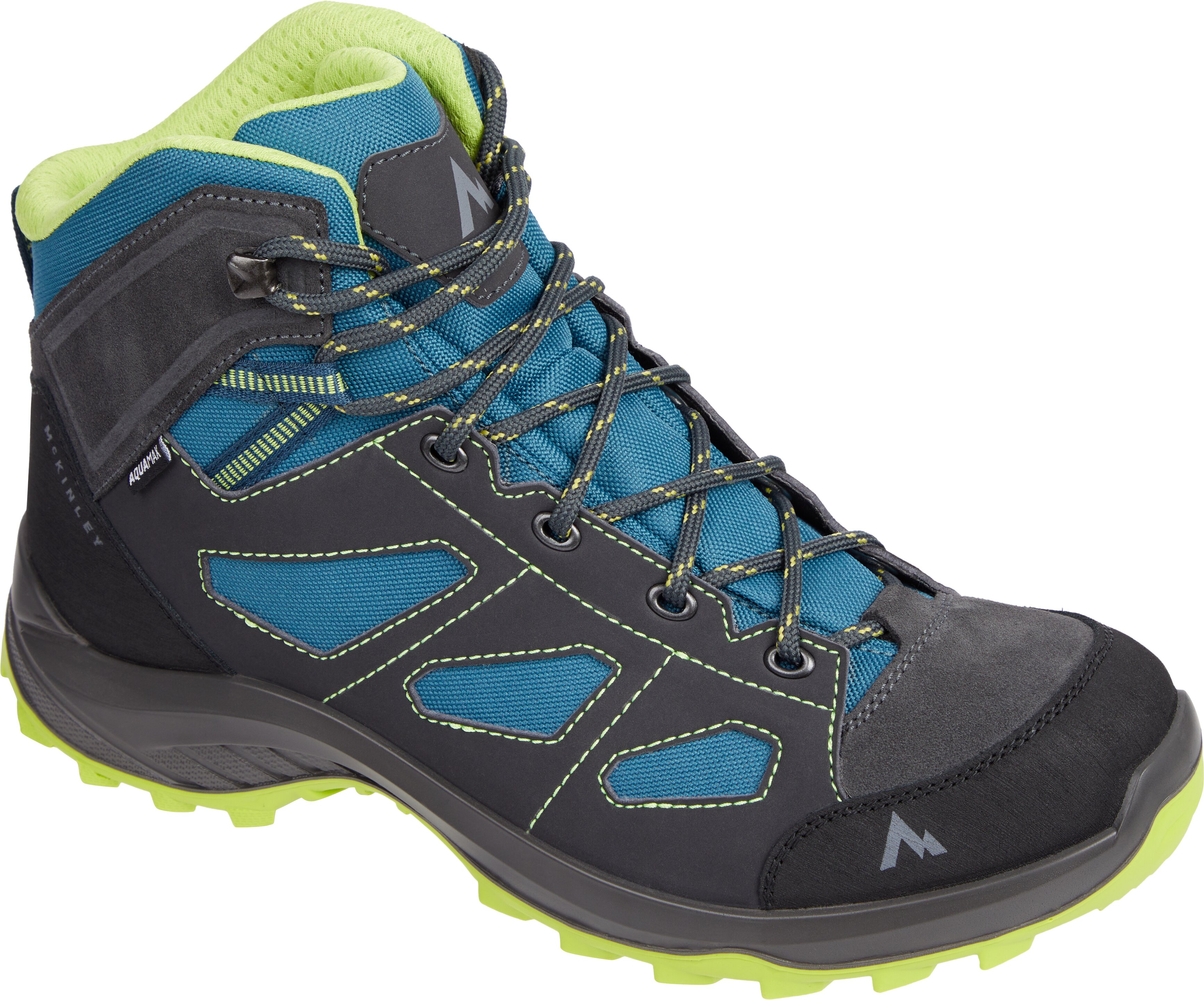 Wanderstiefel MCKINLEY "HE.-WANDER-STIEFEL DISCOVER IV MID AQX M", Herren, Gr. 46, blau petrol, anthraci, Synthetik, Schuhe Wanderstiefel, schützt vor Nässe