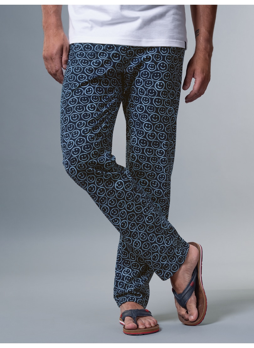 Schlafanzug TRIGEMA "TRIGEMA Pyjamahose mit Smiley-Print", Herren, Gr. 4XL, blau (navy), 100% Baumwolle, Homewear-Sets Image