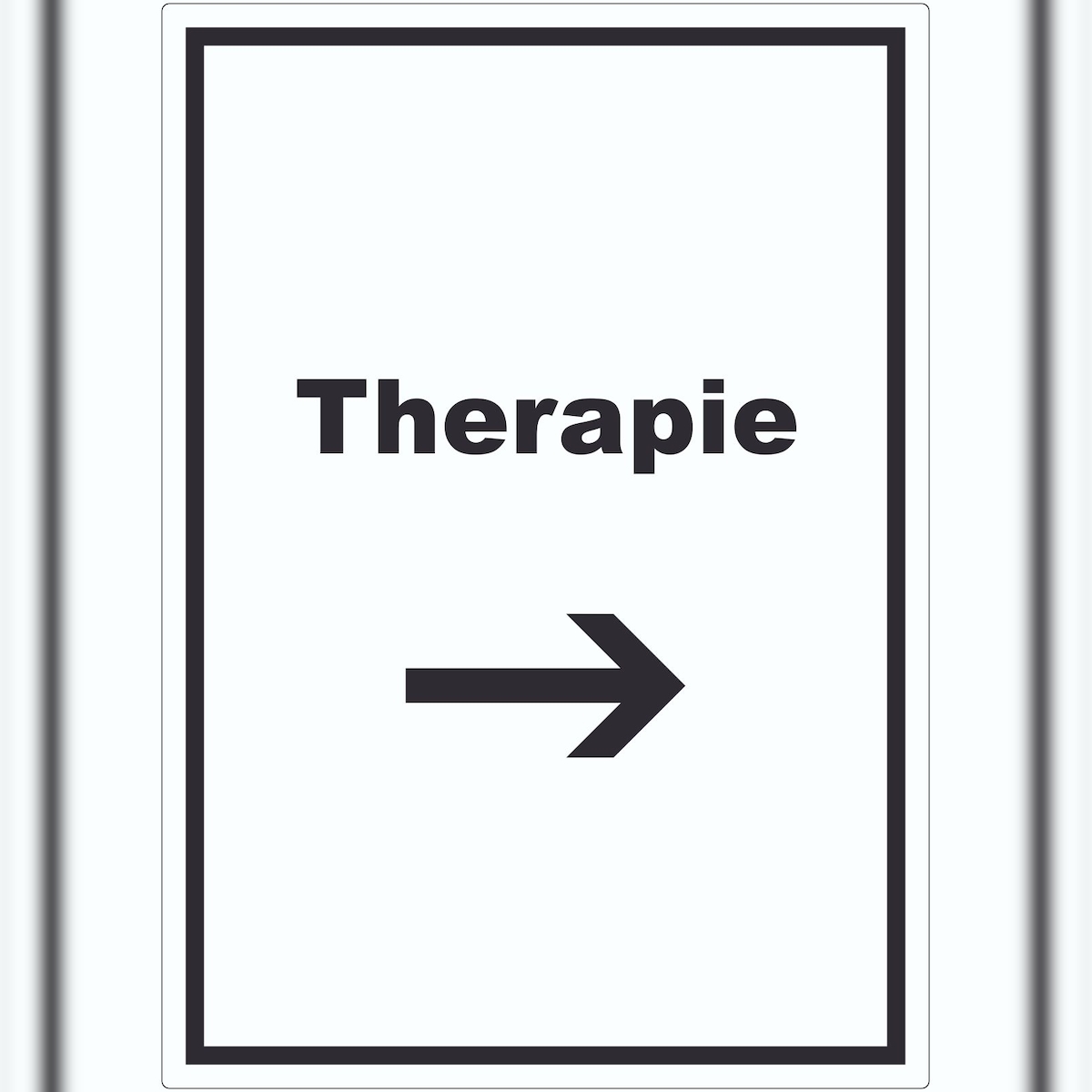 HB-Druck Therapie Aufkleber mit Text und Richtungspfeil rechts Raum Behandlung hochkant A4 (210x297mm) Image