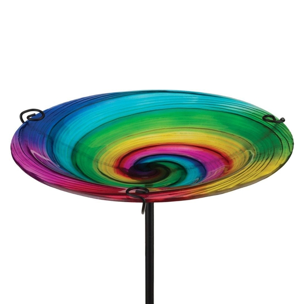 Regal Art & Gift 13789 - Birdbath/Feeder Stake - Rainbow Lawn and Garden Lighted Bird Feeders