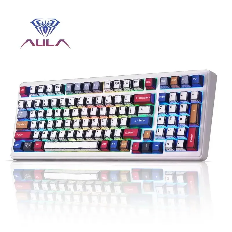 Neue AULA F75/F99 Pro Gaming Mechanische Tastatur PBT Comic Tastenkappen RGB Hintergrundbeleuchtung Hot Plug Angepasste Tastatur Tastatur für Büro