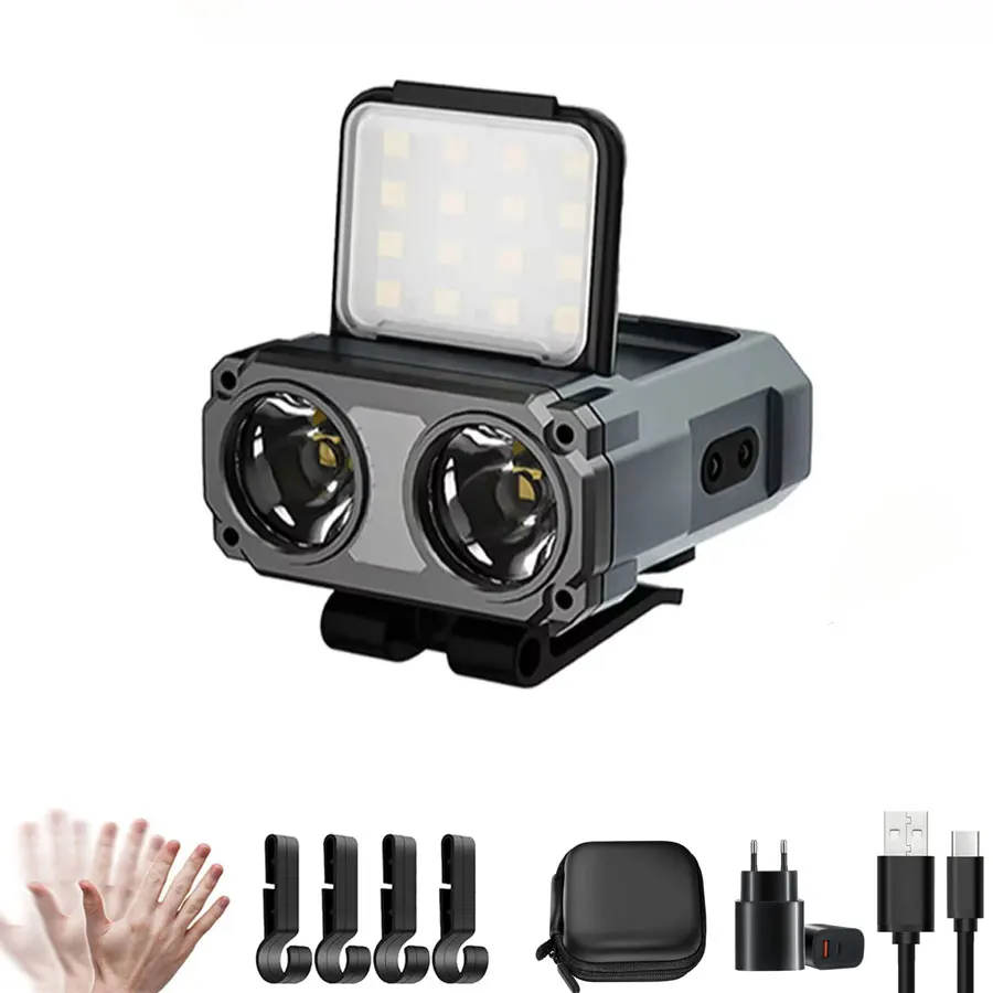 Tragbare wiederaufladbare Scheinwerfer LED Clip auf Kappe Lampe Smart Sensor Taschenlampe wasserdichte Hut Licht Scheinwerfer für Angeln Lesen Image