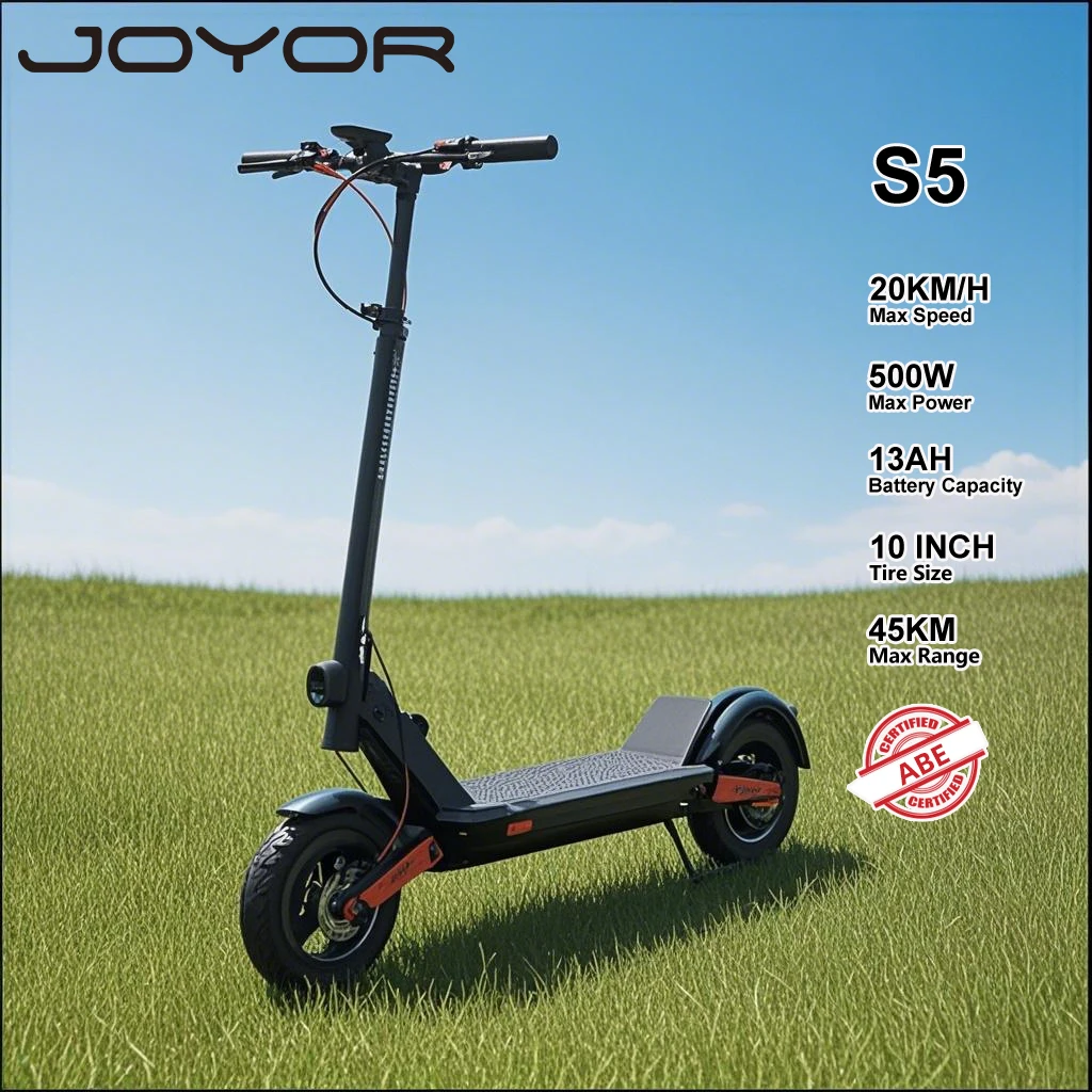 JOYOR S5 faltbarer Elektroroller für Erwachsene, E-Scooter, 20 km/h, elektrischer Tretroller, 500 W, Skateboards, 48 V, 13 Ah, Kickboard, 25,4 cm, Off-Road Image