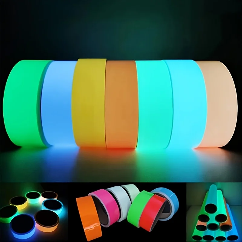 Leuchtendes Klebeband, 5 Meter, selbstklebend, leuchtendes Notfall-Logo im Dunkeln, Sicherheits-Bühnenaufkleber, Heimdekoration, Partyzubehör, dekorativ Image