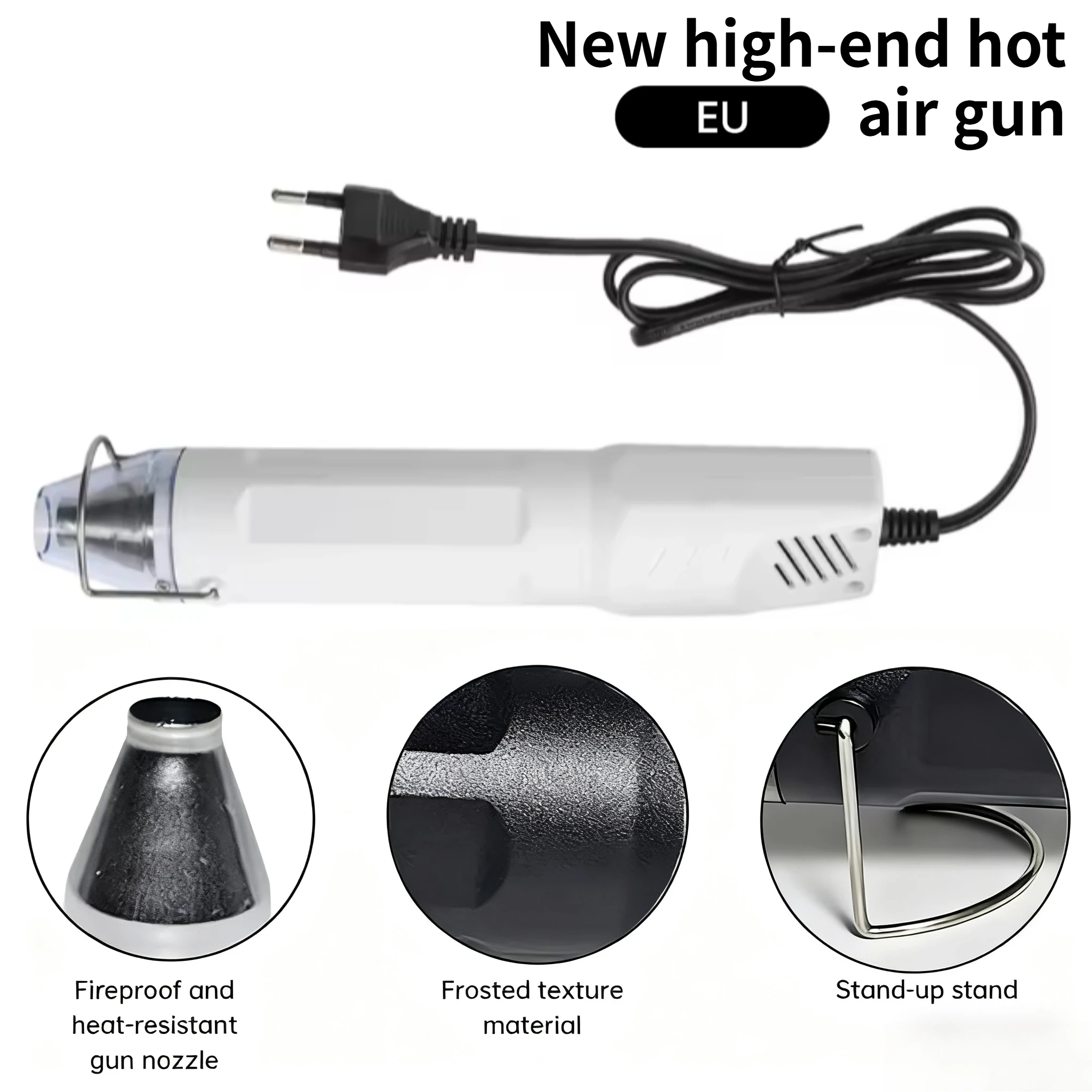 300 ° Pistolet à Air chaud C 220V, outil de bricolage, outil électrique thermique, Mini souffleur artisanal à température de soudure avec siège de support rétractable