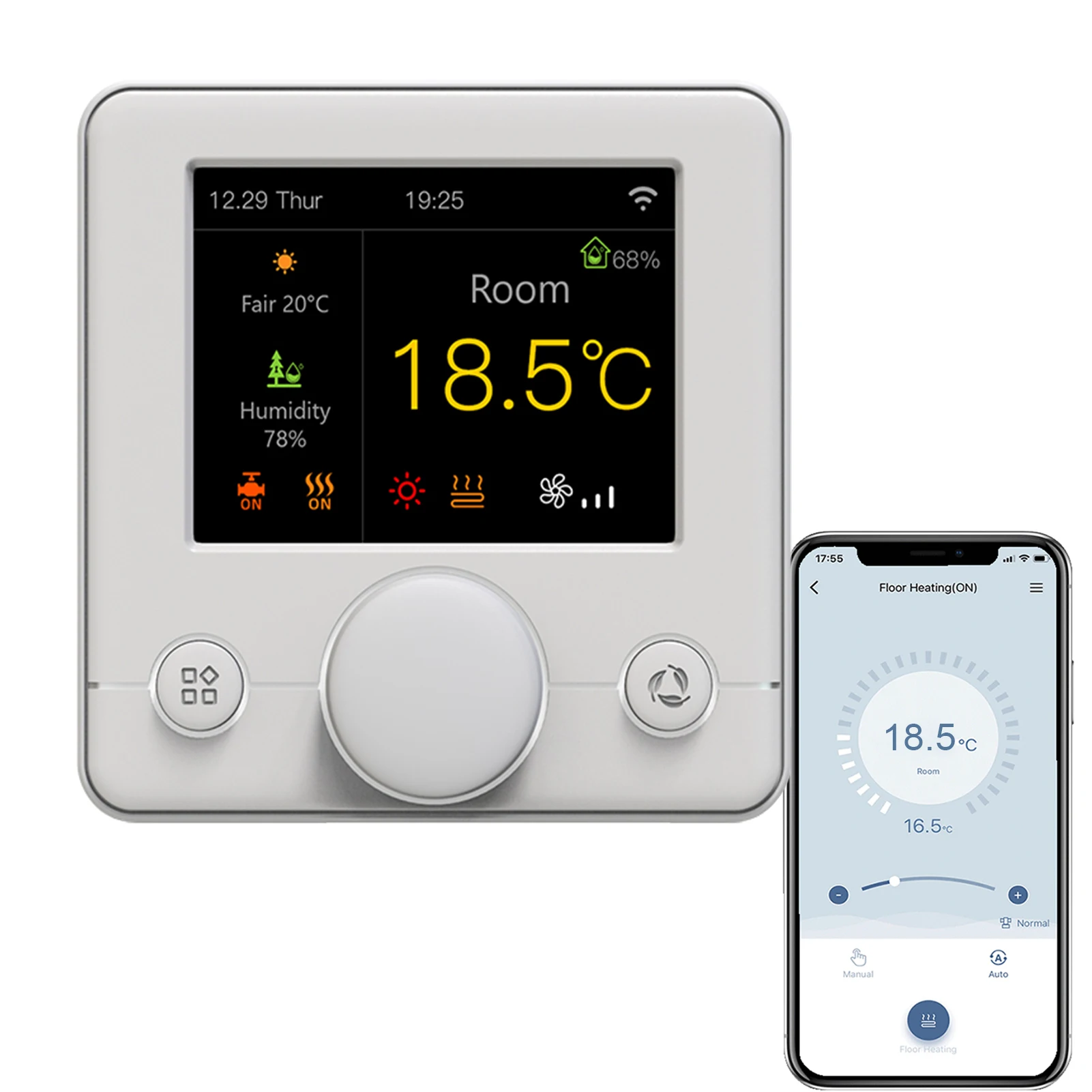 Qiumi RGB Bunte Smart WiFi Thermostat für wasser/boden heizung elektrische wasser/Gas kessel arbeitet mit Alexa Google hause Image