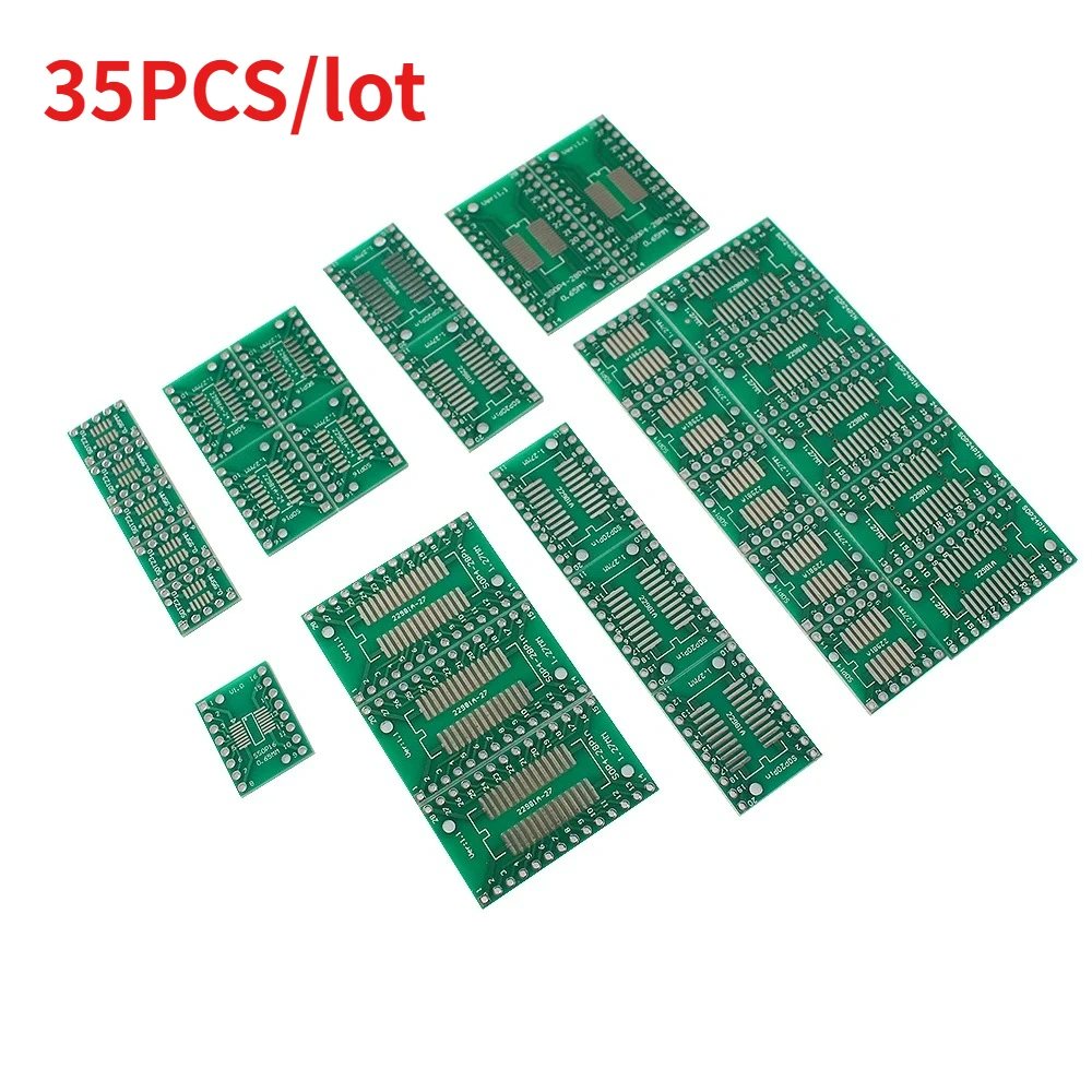 35PCS 7-in-1 Doppelseitige PCB Kit SMD Zu DIP Adapter Konverter Platte SOP8 SOP14 SOP16 SOP20 SOP24 SOP28 MSOP10 für Elektronik Image