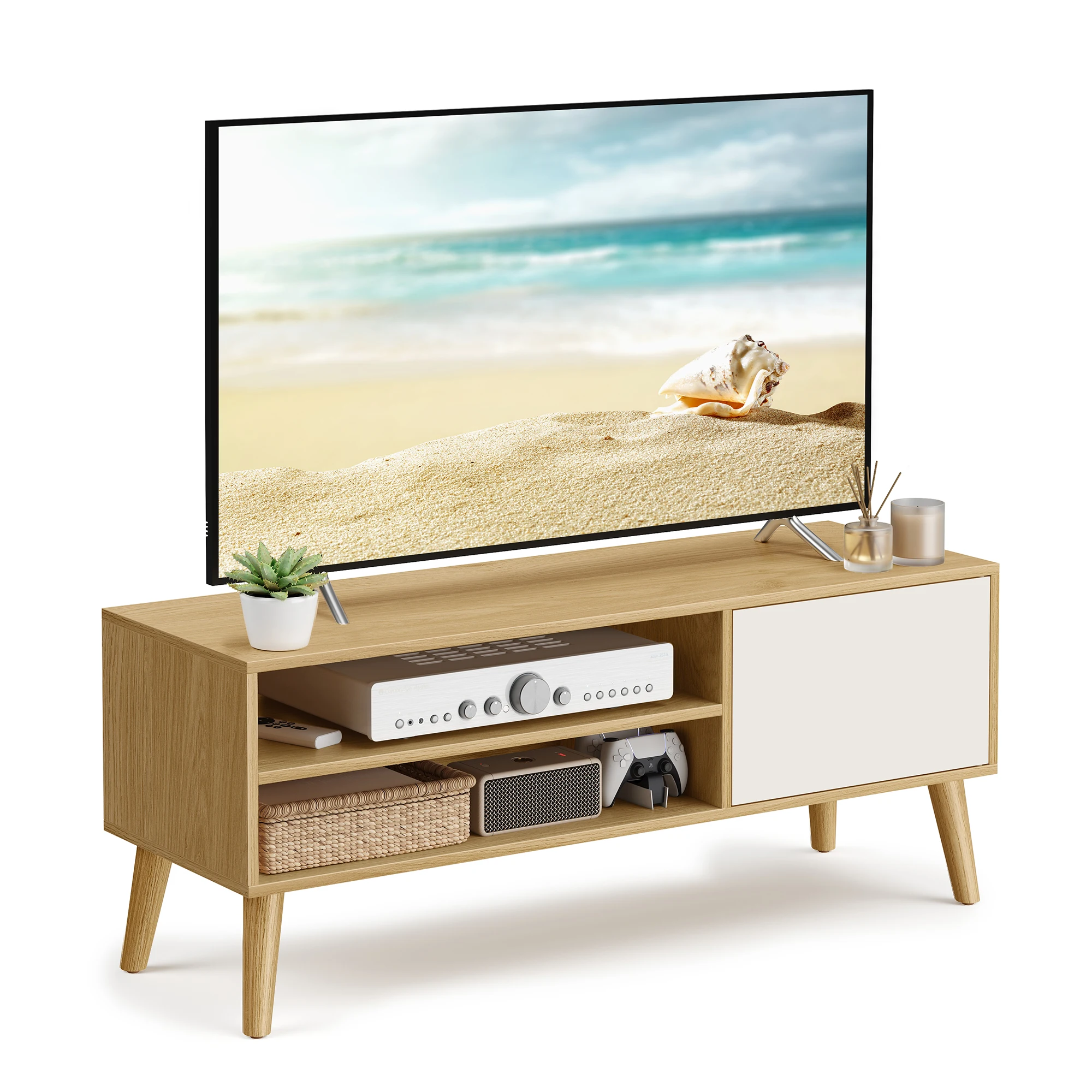 VASAGLE TV-Schrank, Lowboard, Fernsehschrank für Fernseher bis zu 55 Zoll, 120 cm lang, Fernsehtisch, für Wohnzimmer, modern