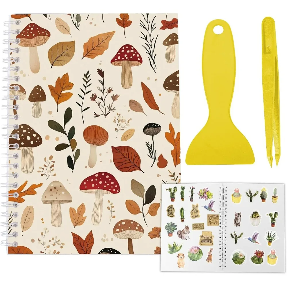 Wiederverwendbares Aufkleberbuch, Aufkleber, Pilz, Sammelbuch, Album, A5-Format, 40 Blatt, wiederverwendbarer Aufkleber-Organizer, Aufbewahrungsbuch Image