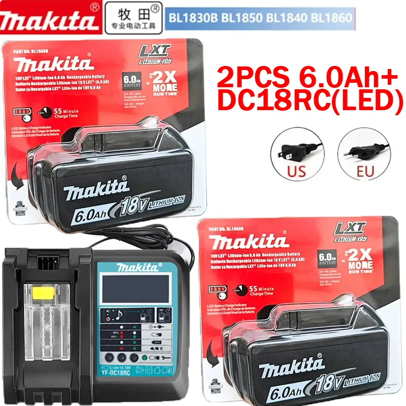 Makita 18 V 6,0 Ah Akku Original Lithium-Ionen-Akku 18 V 6000 mAh Ersatzakku BL1860 BL1850 BL1860B    Image