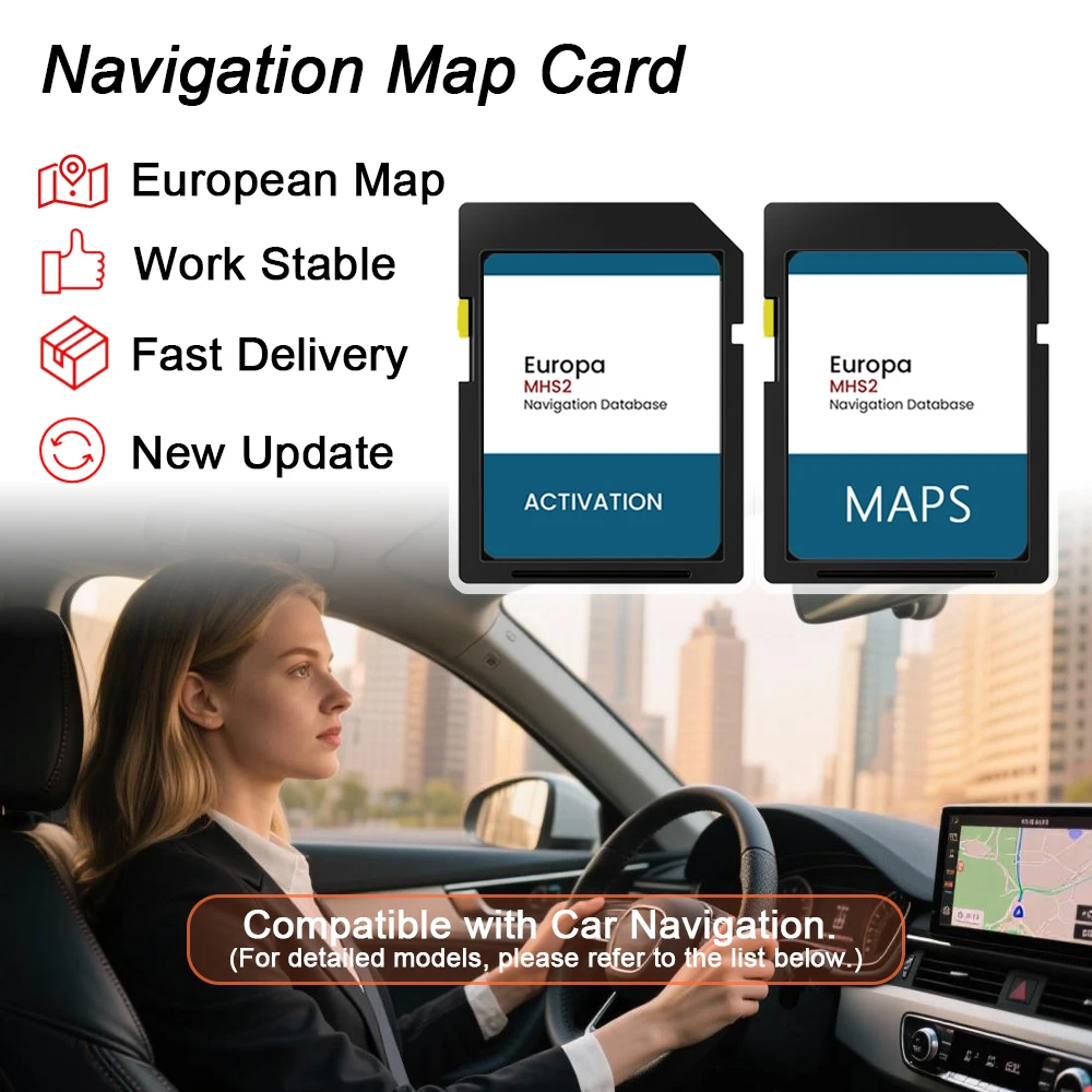 Sat Navi SD-Karte für Audi Q2/Q5/A3/A4/A5/S3/S4/S5 2015–2020 MHS2 GPS-Navigation Aktivierungskarte Europa Karte Karte 16 GB Update 2024 Image