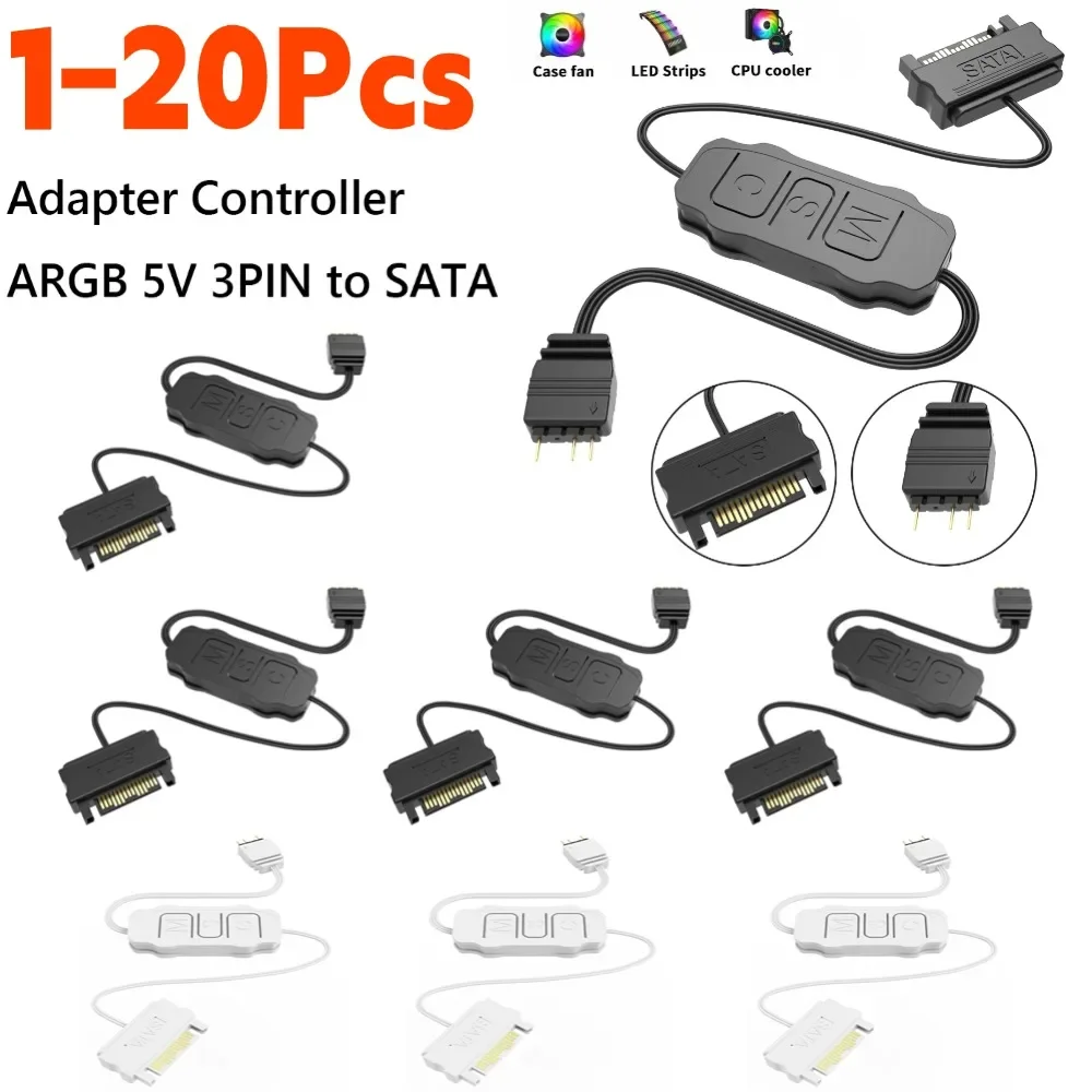 1-20Pcs ARGB 5V 3PIN Zu SATA Interface Verlängerung Kabel Mini Adapter Controller RGB Sync Controller kabel für PC Fan Licht Streifen Image