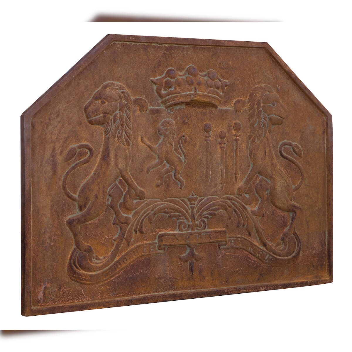 BISCOTTINI INTERNATIONAL ART TRADING Biscottini Gusseisen Grillplatte 88x3,5x64 cm - Kaminplatte mit Kaminemblem - Gusseisenrost Image