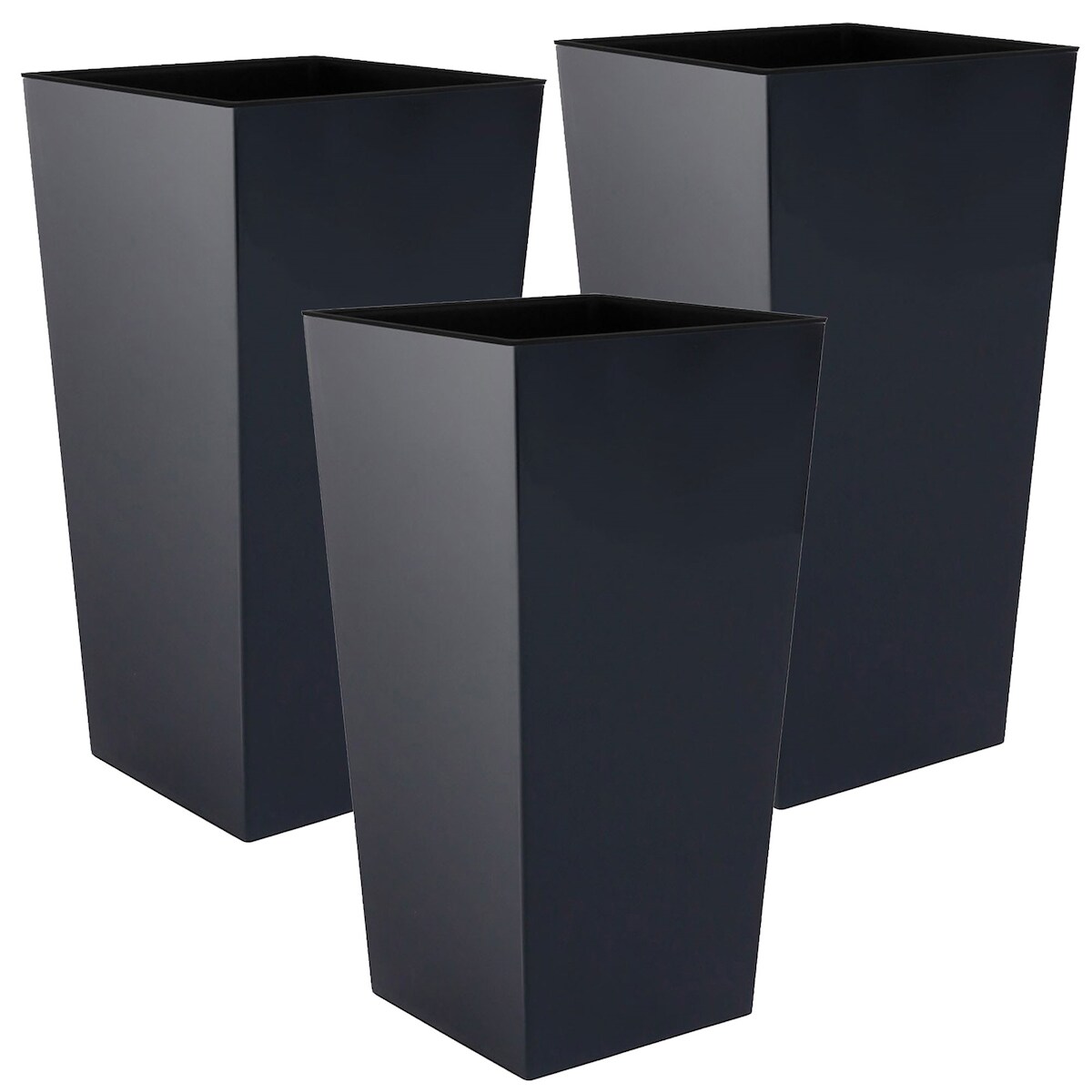 WellHome - 3er-Set Urbi hohe 2-Liter-Töpfe - Kunststoff, 12,6 x 12,6 x 20 cm in Anthrazitfarbe Image