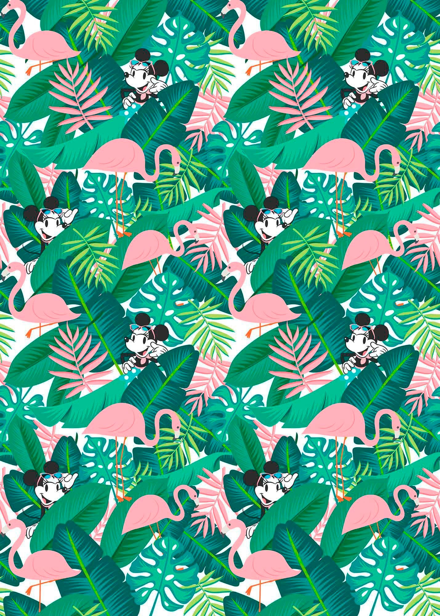 Vliestapete KOMAR "Digitaldruck Vlies - Minnie Tropical - Größe 200 x 280 cm", bunt, B:200m L:280m, Vlies, Tapeten, Kinderzimmer