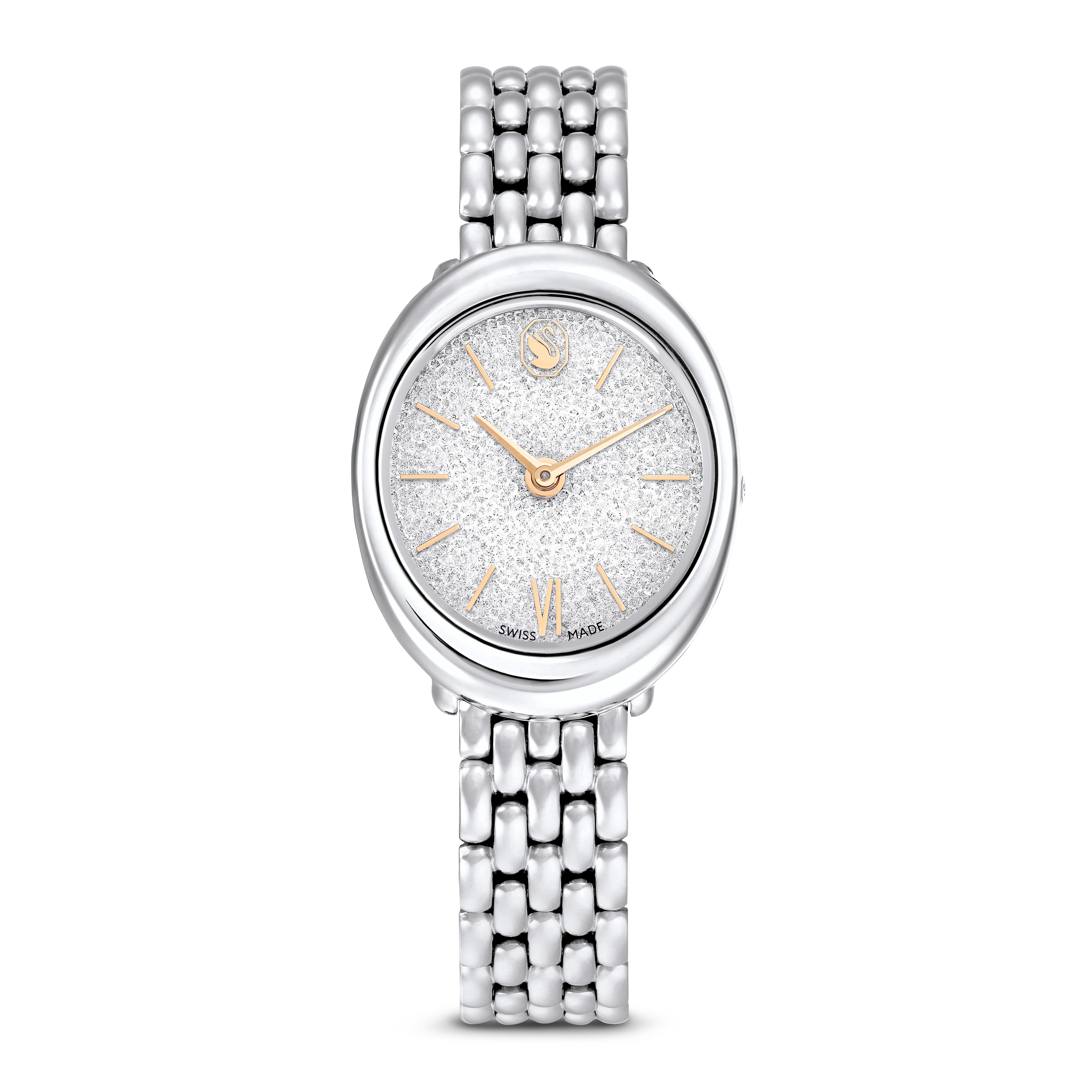 Quarzuhr SWAROVSKI "IMBER OVAL", silber (silberfarben), Armbanduhren, Damen, Quarzuhr, Armbanduhr, Damenuhr, Swiss Made, Edelstahlarmband, analog