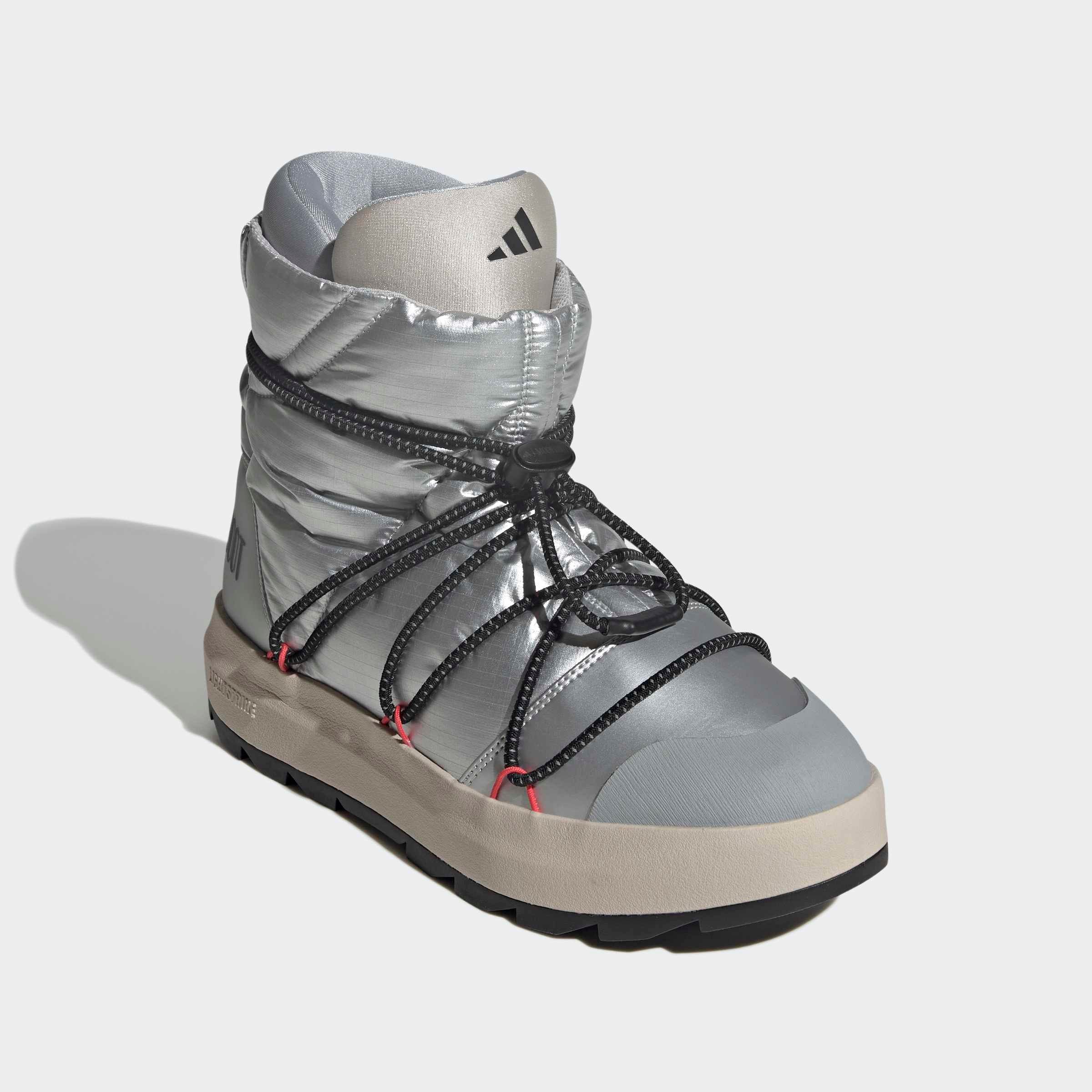 Sneaker ADIDAS SPORTSWEAR "ADIDAS X MOON BOOT ACE MID", Gr. 40,5, matte silber, core schwarz, lucid rot, Synthetik, Textil, Schuhe
