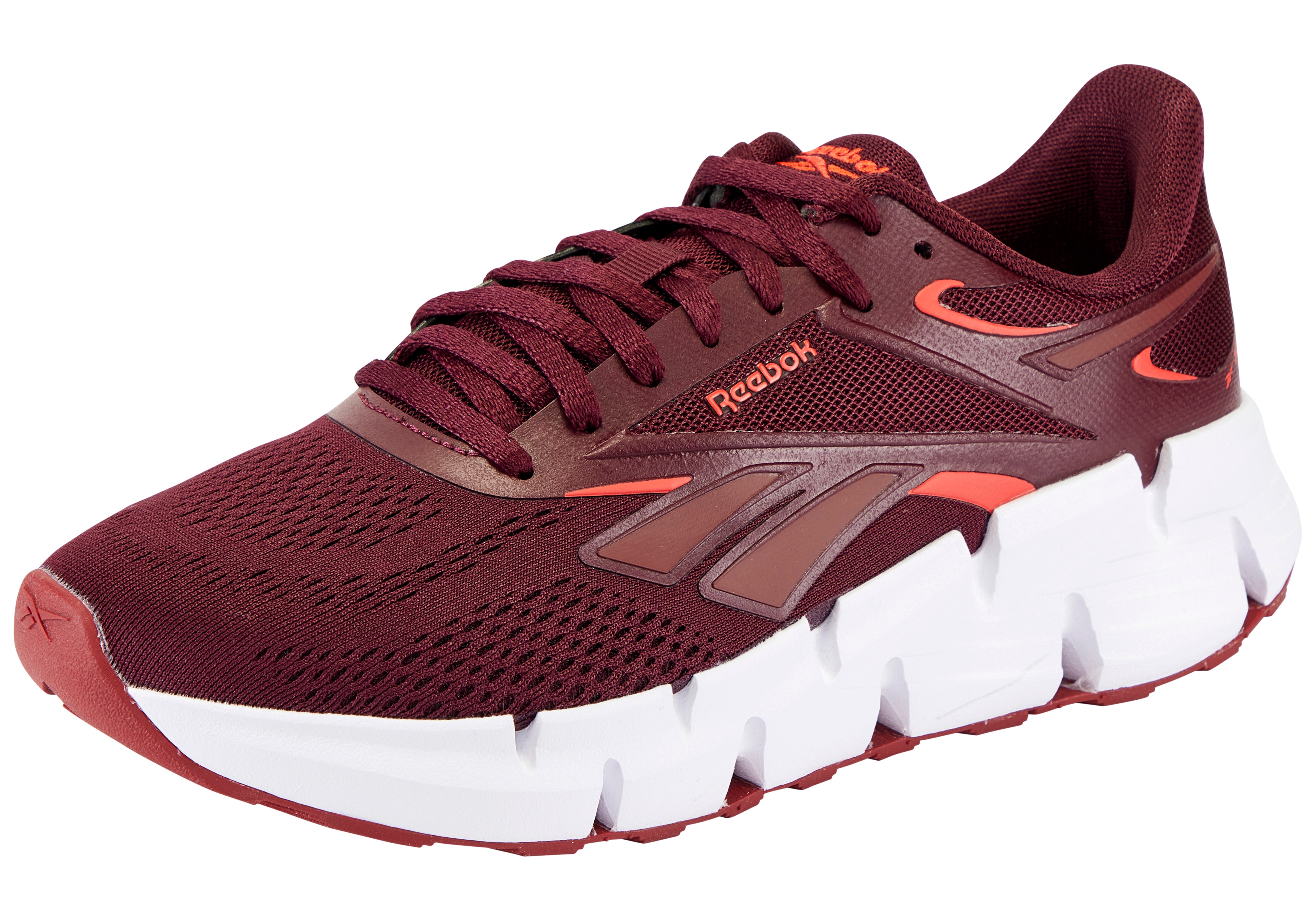 Laufschuh REEBOK "ZIG DYNAMICA 6", Damen, Gr. 38,5, schwarz cherry, retro rot, luxe grau, Synthetik, Textil, Schuhe Laufschuh