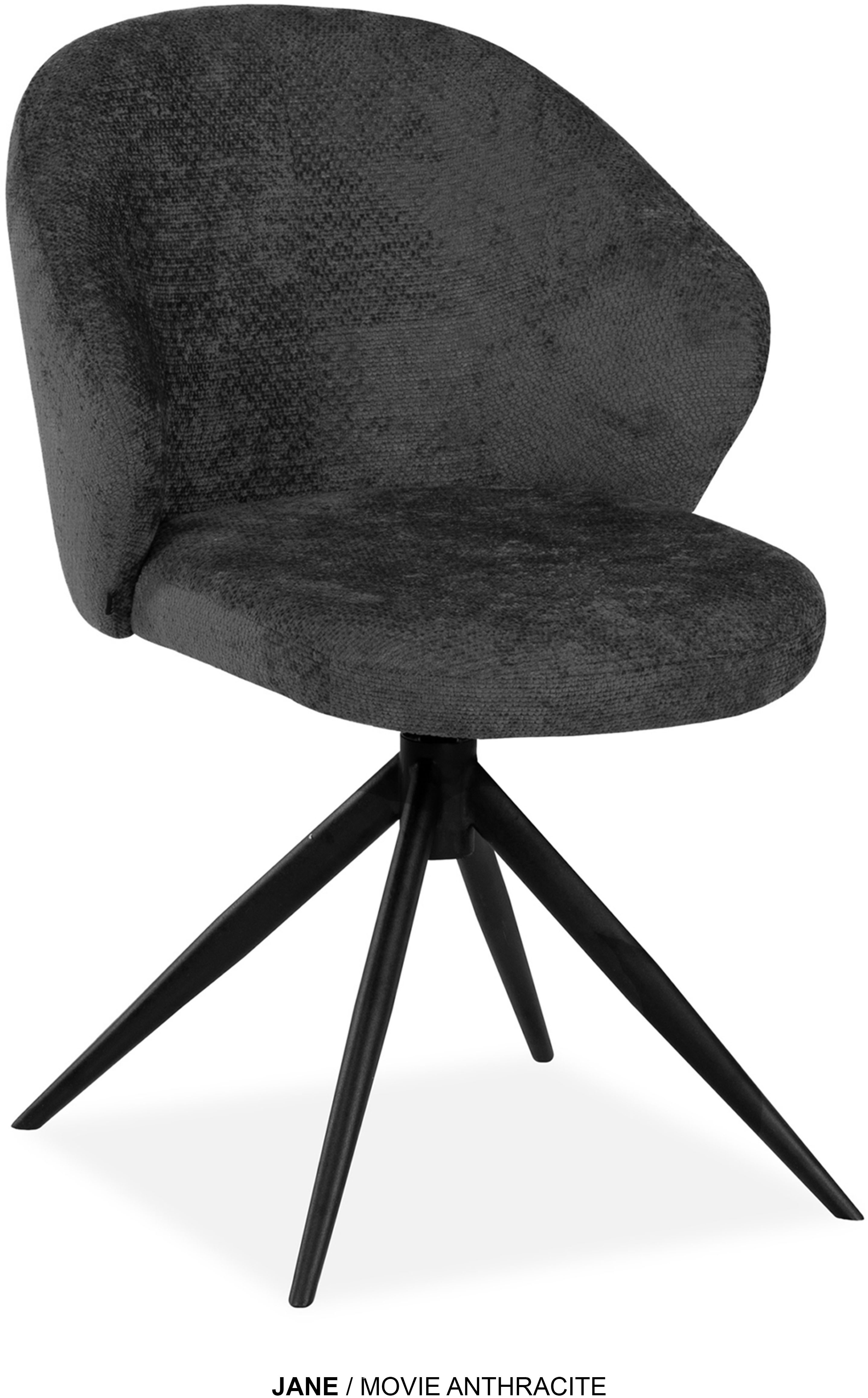 Esszimmerstuhl OMG DESIGN "Jane", anthrazit, schwarz, B:59,5cm H:85cm T:67cm, Polyester, Stühle, Drehstuhl mit auto-return, Schalenstuhl