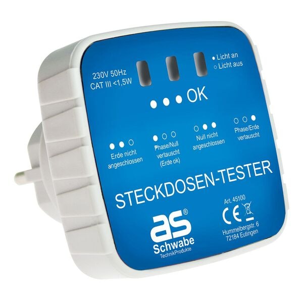 as-Schwabe Steckdosentester weiß/blau Image