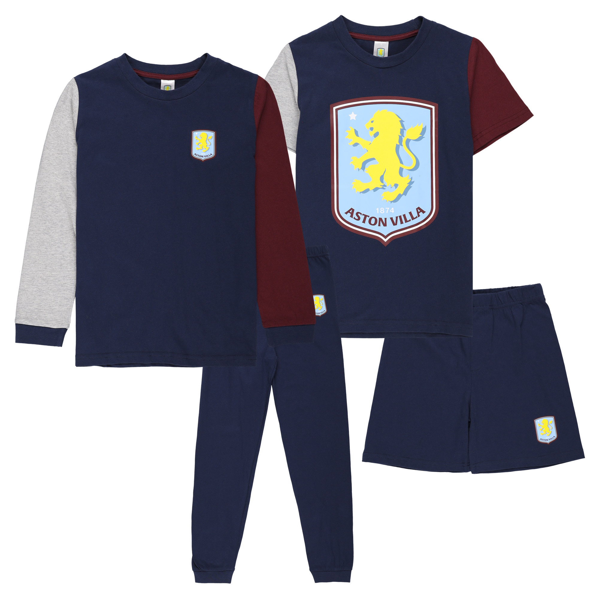 Pyjamas im 2er-Pack von Aston Villa – Marineblau – Kinder Image