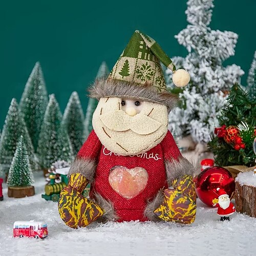 1 x Weihnachtsgeschenktüten aus Flachs mit Reißverschluss – wiederverwendbar, 2026, neue Weihnachts-Eva-Süßigkeitentüten in Form eines Weihnachtsmanns, Schneemanns, Schneeflocken, Hirschs, Apfels, Image