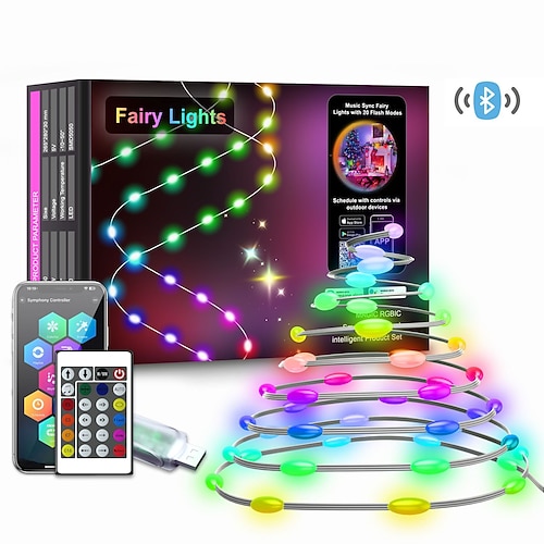 Weihnachts-LED-Smart-Licht Tuya intelligente Punktsteuerung Lederdrahtlicht IP68 wasserdichte Weihnachtsbaumlichter WiFi-gesteuerte bunte LED-Lichterkette USB-Stromversorgung mit Fernbedienung Image