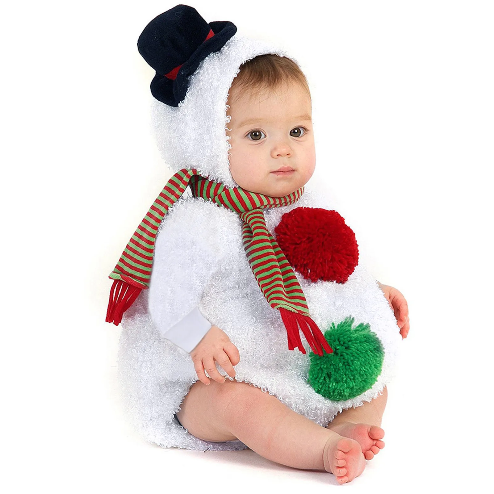 Weihnachts-Schneemann-Kostüm für Babys, Jungen und Mädchen, Fleece-Body, Strampler, Outfit, Winter, 6 m, 12 m, 24 m Image