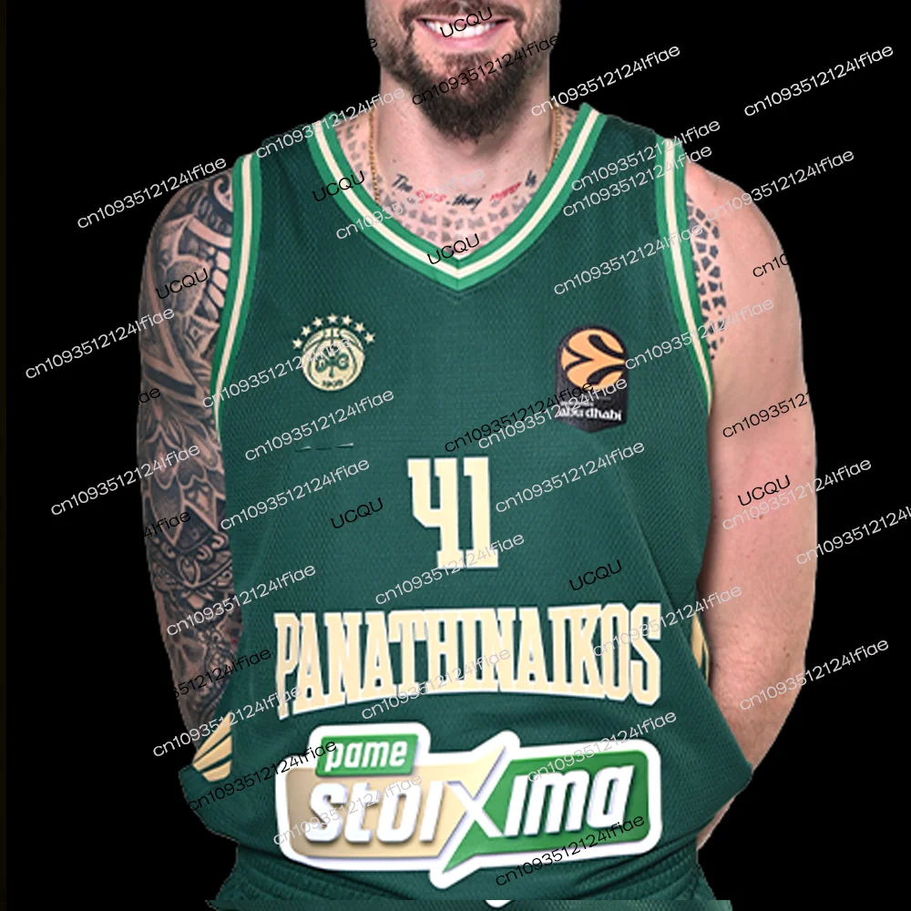 2025, neue griechische Basketball-Sportweste für Erwachsene, Panathinaikos Athen, Basketball-Spieltrikot, Kinder-Basketball-Spezialtrikot-Set Image