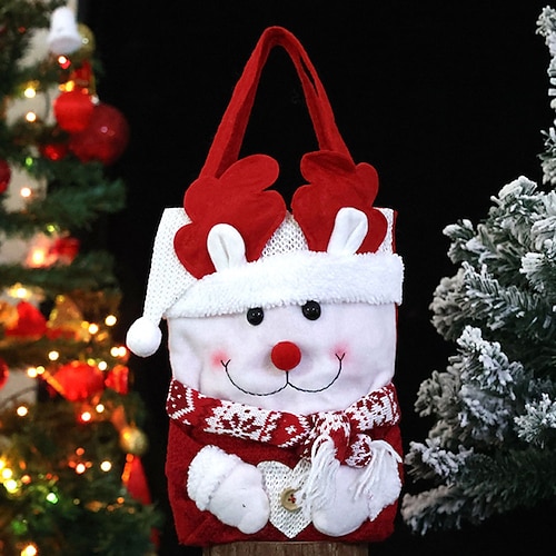 1 pz borsa portaoggetti per lavori a maglia natalizi, Babbo Natale, pupazzo di neve, Rudolph, borsa per caramelle, sacchetti regalo con manico, vigilia di Natale regali di Natale - decorazioni per