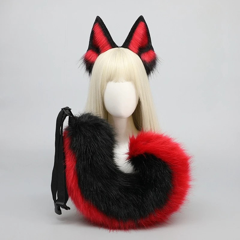 Neue Deutscher Schäferhund Ohren Plüsch Schwanz Kunstpelz Wolf Schwanz Frauen Lolita Handgemachte Haar Hoop Hund Ohr Schwanz Anzug Cosplay Zubehör Image