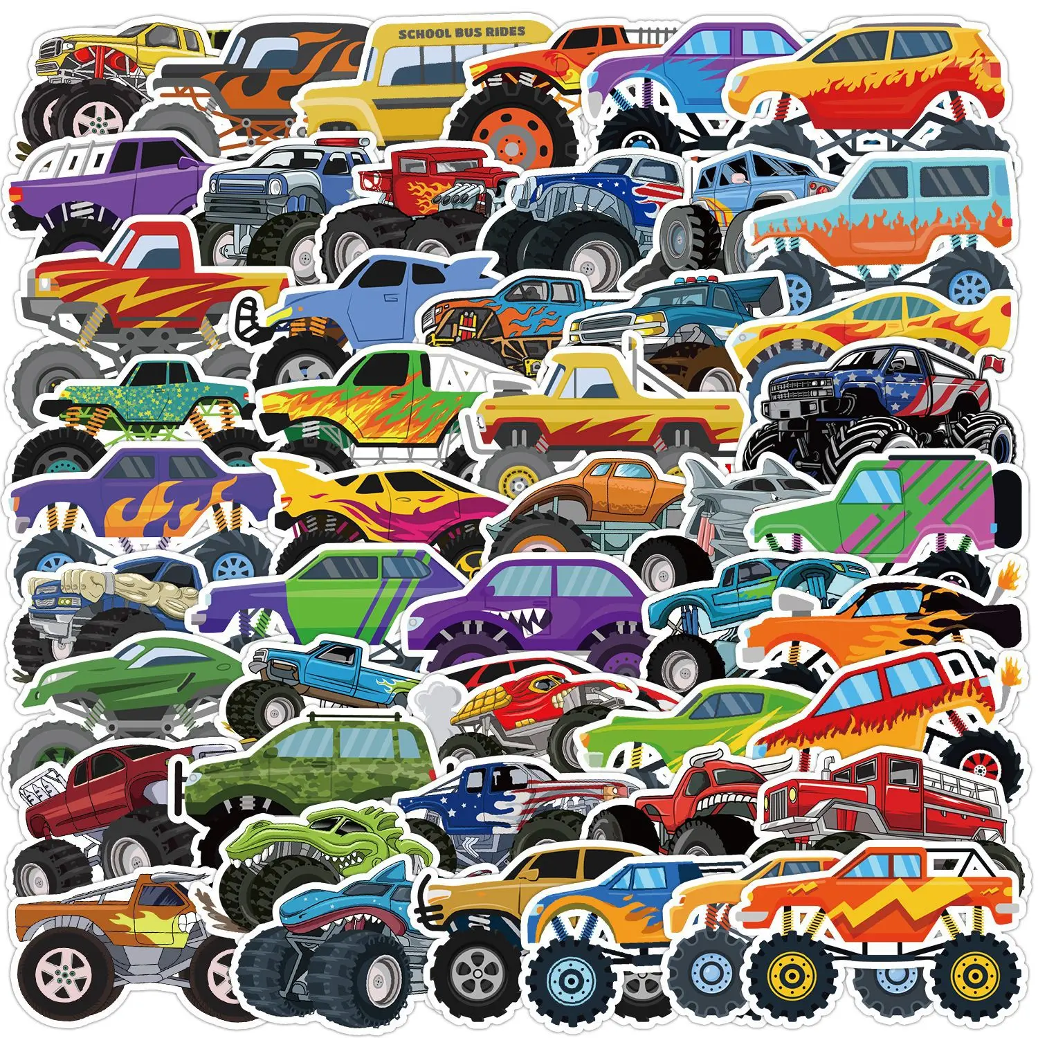 50/100 Stück Monster Truck Graffiti-Aufkleber Laptop Handy Dekorative Aufkleber Wasserfeste Schreibwaren-Sticker Image