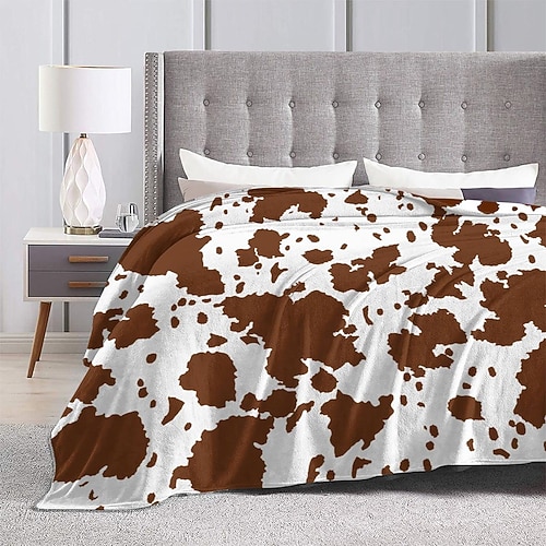 Coperta coperte in pile Coperta per divano Stampa di mucca Western Boho Divano Da letto Coperta decorativa Coperta calda Regalo Arredamento per la casa