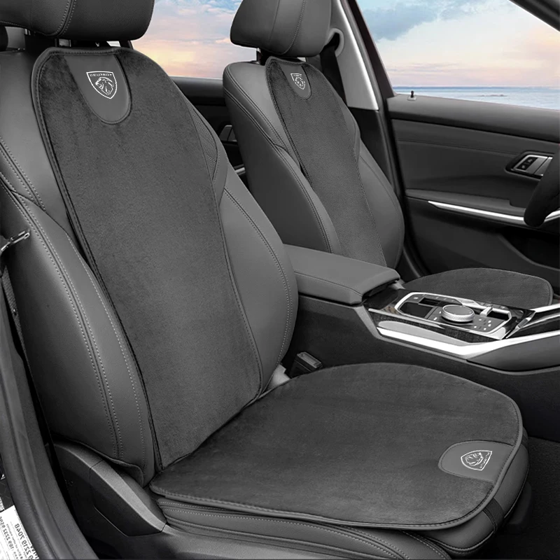 Housse de siège avec Badge de voiture Peugeot, tapis de Protection en peluche pour coussin de dossier, pour Peugeot 107 408 4008 308 3008 5008 508 2008 208 301