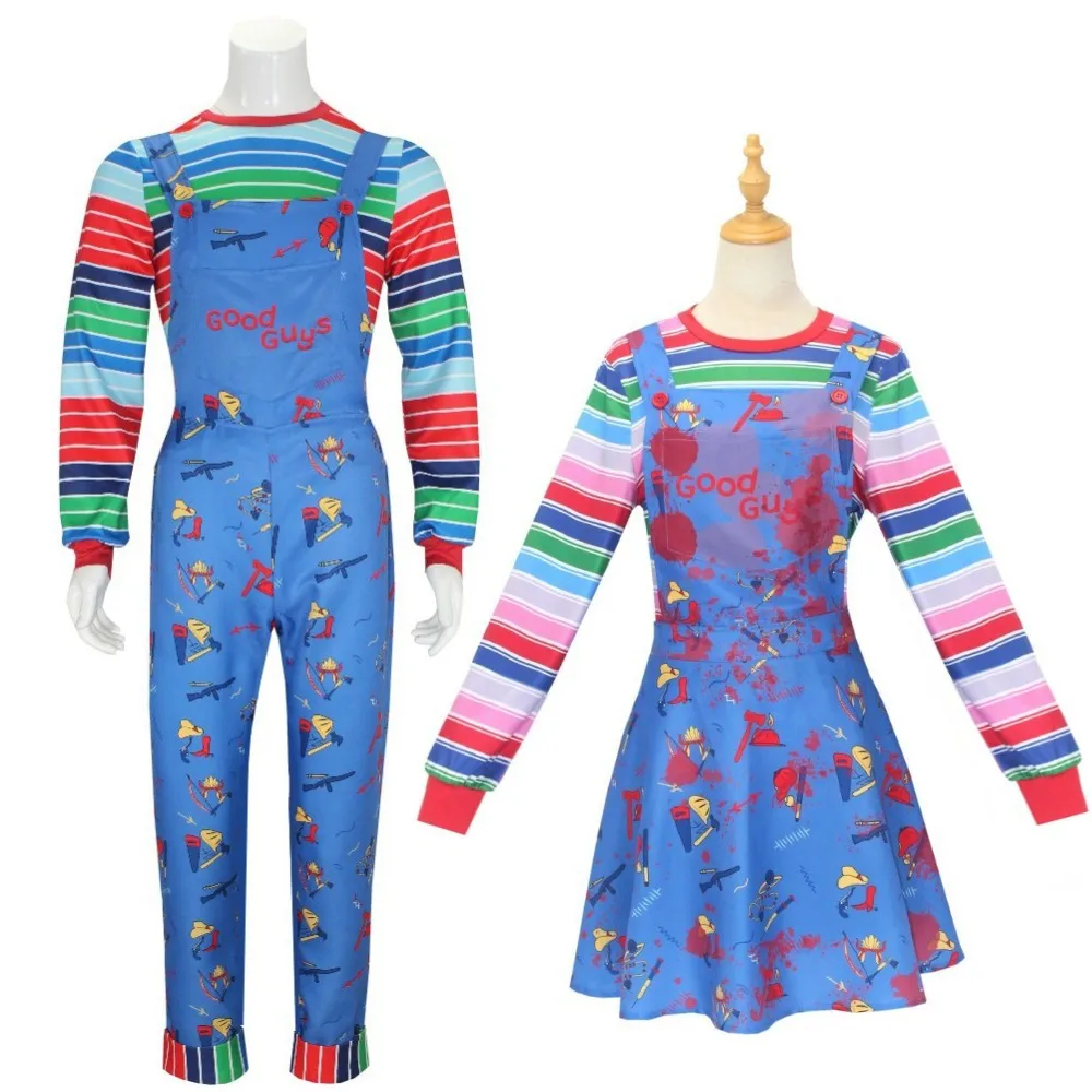 Halloween Erwachsene Terror Kostüm Film Chucky Kind Spielen Cosplay Kostüm Frauen Drucken Geist Kleid Top Outfit Karneval Party Kleidung Image