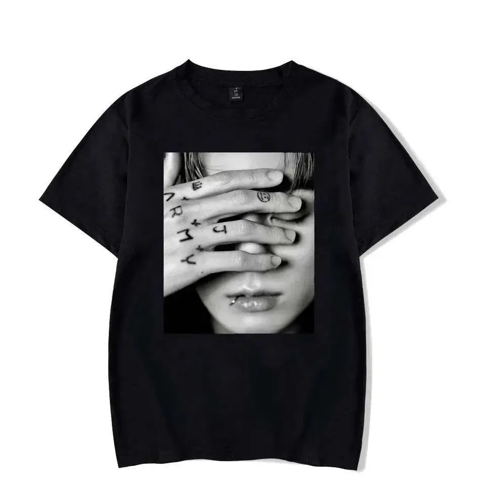 Gothic T-Shirt Kpop Ästhetische Goth Mode Streetwear Tops Vintage T-Shirt Jungkook Grafik T-Shirt Übergroße Tops T-Shirts Unisex