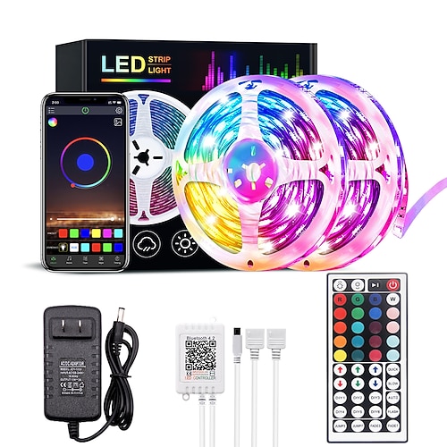 RGB LED Streifenlichter Bluetooth Smartphone gesteuert 20M 40M LED Lichtstreifen 5050 LED Lichter synchronisieren mit Musik und 44-Tasten Fernbedienung für Schlafzimmer Zuhause TV Hintergrundlichter Image