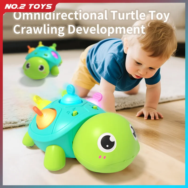 Baby Toys Crawling Turtle with Lights Soothing Baby Early Education Toy Obstacles Avoidance Musical Turtle for Toddler Xmas Gift