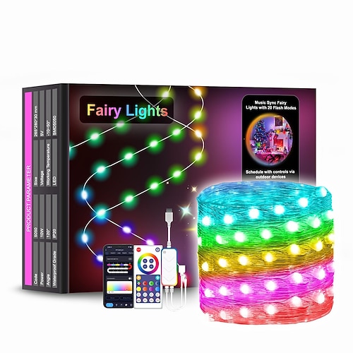 Luci Decorative a Stringa LED Intelligenti Luci Fatate LED Controllo Wifi - Luce in Filo di Pelle con Controllo a Punto Intelligente Tuya Phantom Controllo WiFi Graffiti per Festa di Giorno