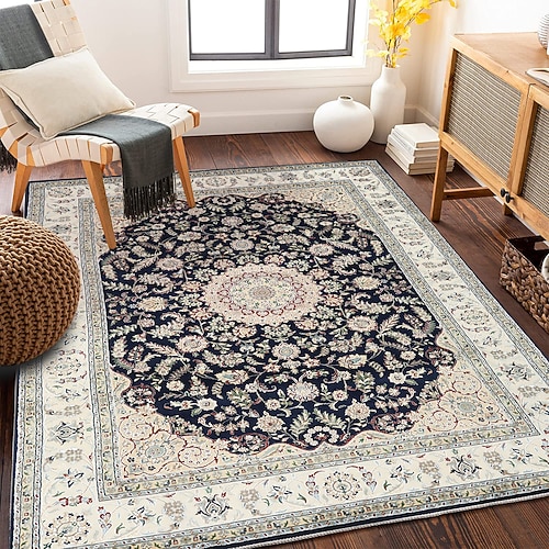 Teppiche marokkanisch für Wohnzimmer und Schlafzimmer Vintage Luxus-Stil großer Teppich am Bett Sofa Couchtisch weiche rutschfeste maschinenwaschbare Matte Heimakzentdekoration Image