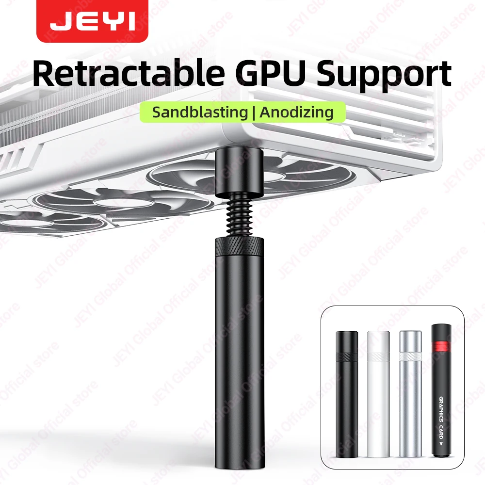 JEYI verstellbare Grafikkarte, robuste GPU-Anti-Sag-Halterung, Unterstützung für Desktop-PC, universelle Gehäusemontage, Schwarz/Weiß/Silber Image