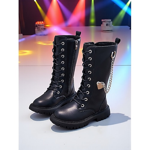 Von koreanischen Idols inspirierte Popstar-Kostümschuhe für Kinder – Kampfstiefel mit Schnürung und Schnallendetail, Reißverschluss, ideal für Auftritte, Halloween oder lässigen Streetstyle Image