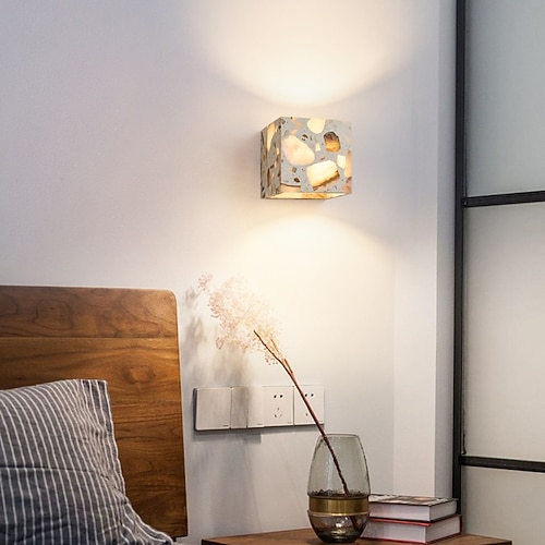 Wabi-Sabi gelber Travertin Halbzylinder LED Wandleuchte Lampe LED Atmosphäre Licht Treppe Hof Retro Balkon Badezimmer gelber Travertin 110-240V Image