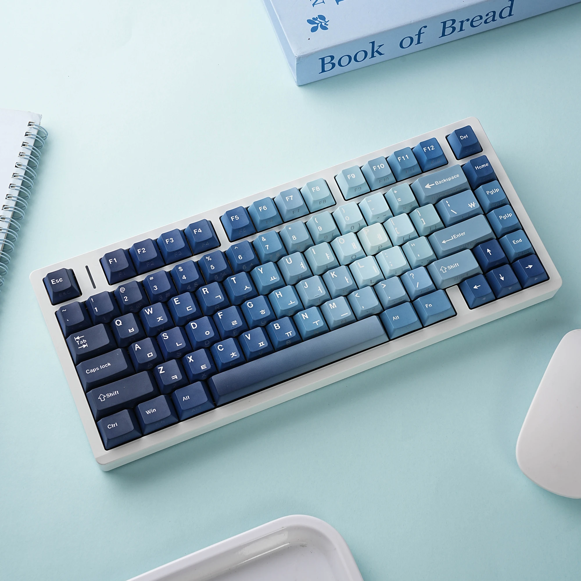 Ocean Heart Tastenkappen Dye-Sub PBT Side Light Cherry Profile Spanisch Arabisch Französisch Deutsch Russisch für mechanische Tastatur Rainy 75 Image