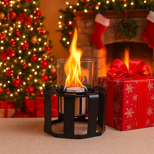 Tischfeuerstelle, Feuerstelle im Freien mit Glastisch und Fernbedienung für Camping Image