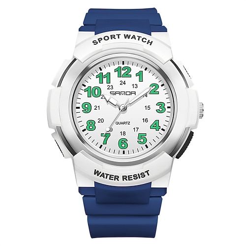 SANDA Damen Herren Kinder Quarzuhr Großes Ziffernblatt Sport Mode Armbanduhr leuchtend Wasserdicht Silikon Beobachten Image