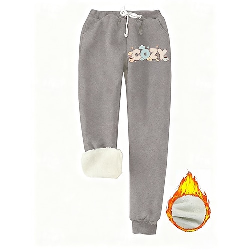 Damen Jogginghose Fleecehose Mode Basic Lässig Volle Länge Hohe Taille Buchstabe Kordelzug Tasche Druck Thermowarm Winddicht Bequem Dehnbar Urlaub Straße Lässig Dunkelrosa Schwarz Rosa Blau Frühling Image