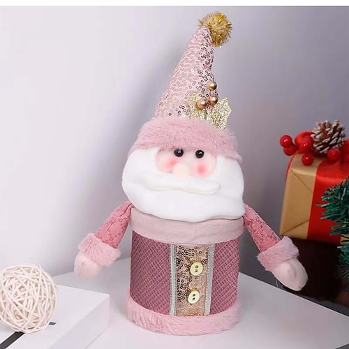 1 pz sacchetti regalo di Natale in lino - riutilizzabili 2026 nuovo Natale Eva Babbo Natale pupazzo di neve fiocco di neve cervo sacchetti di caramelle a forma di mela grandi contenitori per