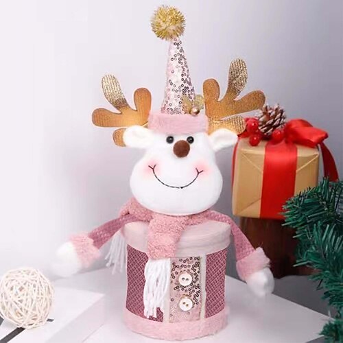 1 pz sacchetti regalo di Natale in lino - riutilizzabili 2026 nuovo Natale Eva Babbo Natale pupazzo di neve fiocco di neve cervo sacchetti di caramelle a forma di mela grandi contenitori per