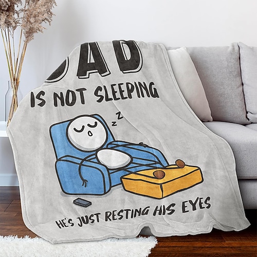 Vatertag Decke Fleecedecken Überwurfdecke für die Couch Geschenk Papa 3D Lustig Humorvoll Sofa Bett Dekorative Decke Warme Decke Wohndeko Image